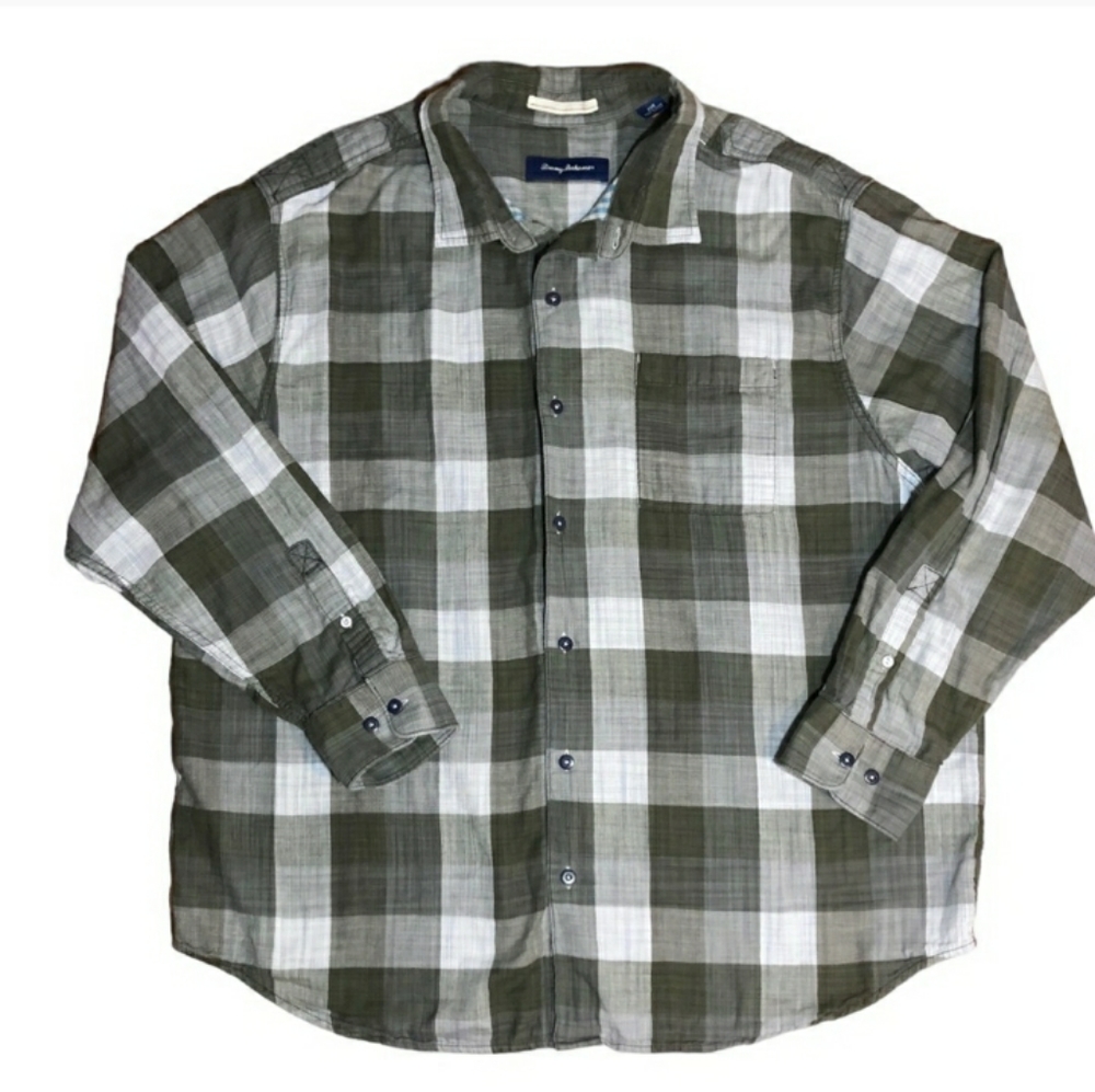 TOMMY BAHAMA Big & Tall Dual Lux Plaid Shirt EUC!